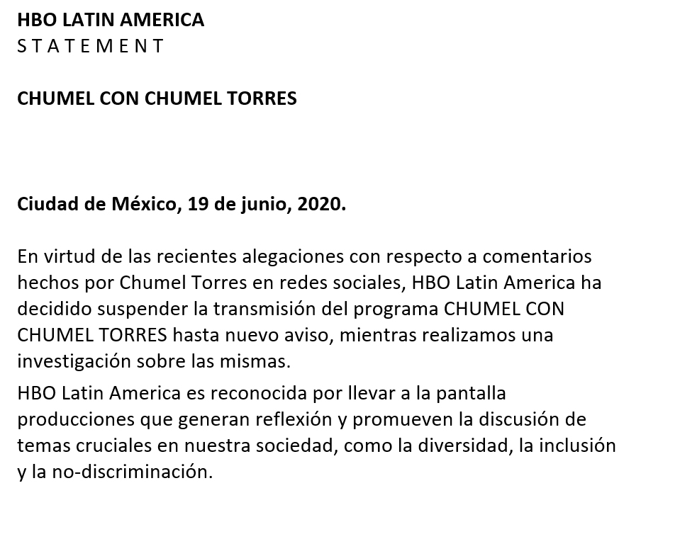 HBO suspendió programa de Chumel Torres tras controversia con AMLO ...